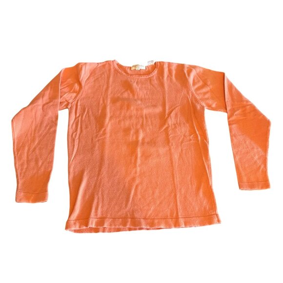 Vintage Ann Taylor Studio 100% Cotton Knit Shirt Peach Long Sleeve Size 8 - Picture 1 of 8